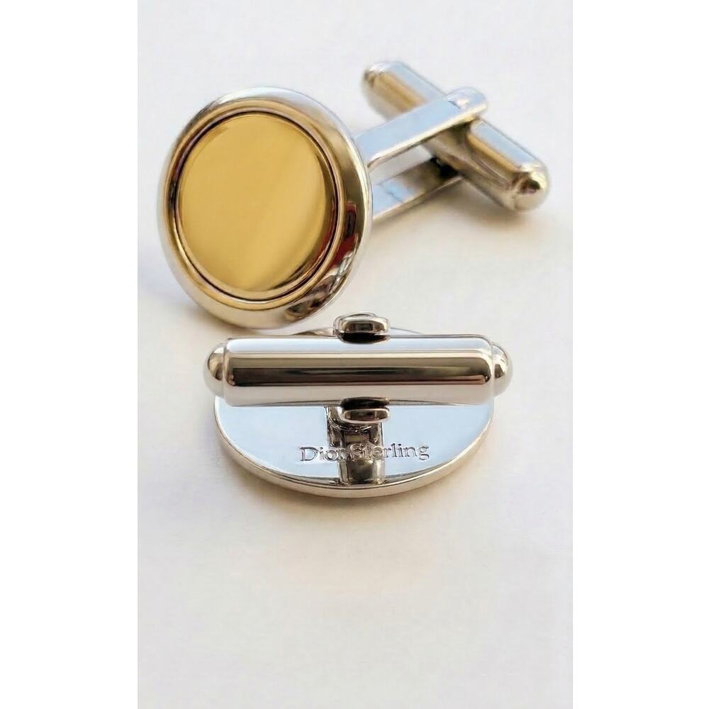 Christian Dior Gold Tone Sterling Silver 925 Round Cufflinks Signed $650 - Picture 5 of 9